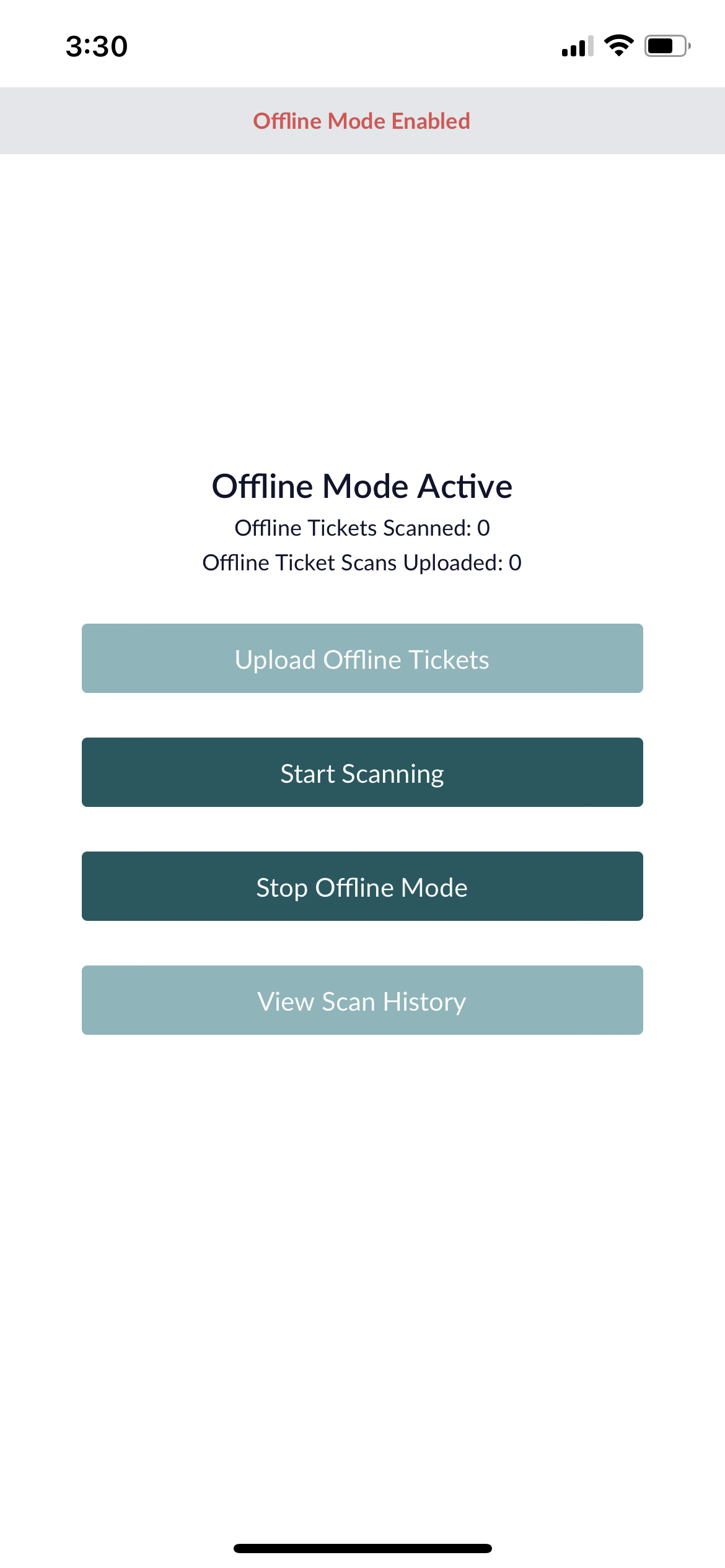 Upload Offline Tickets option in menu
