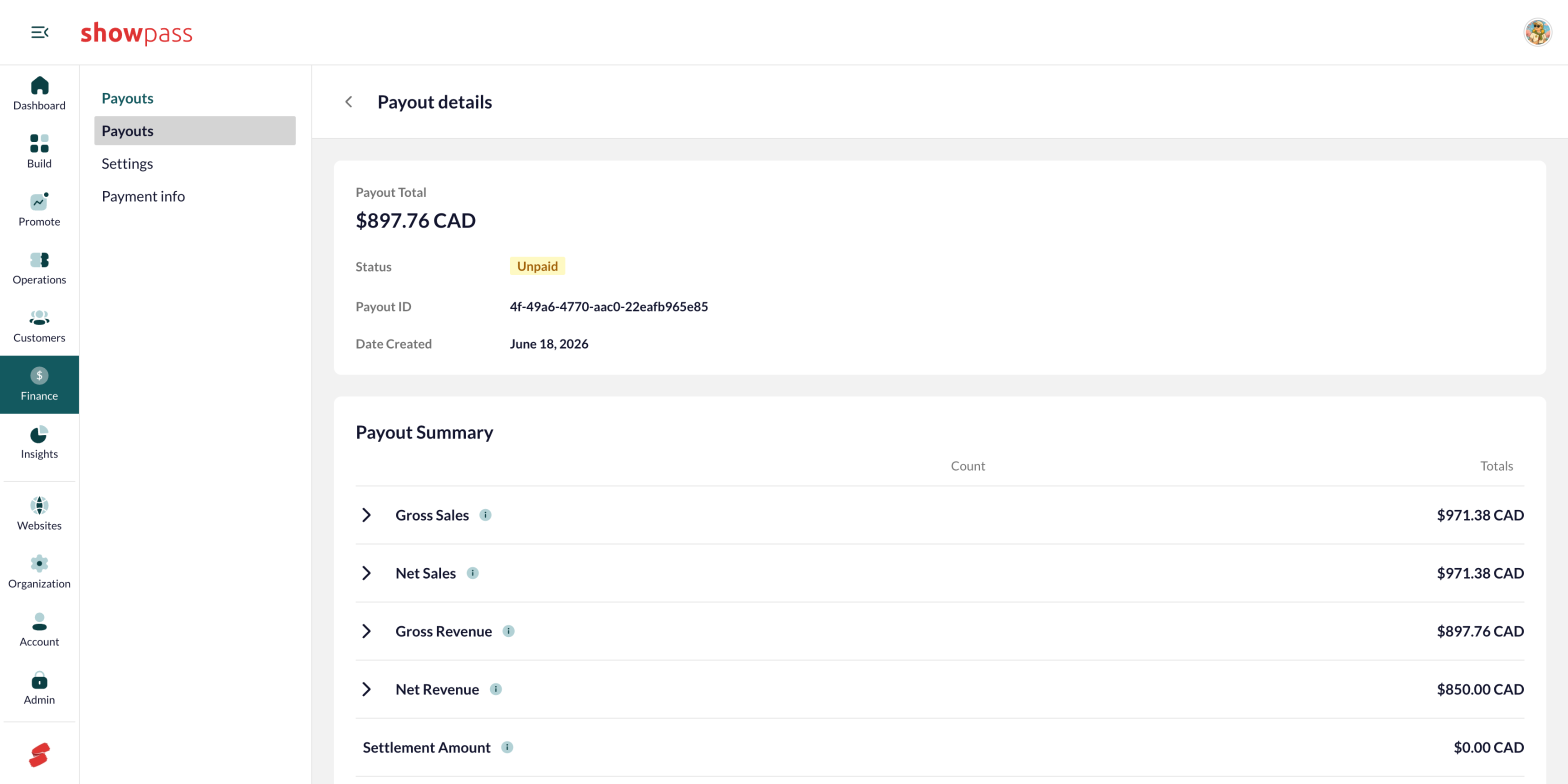Payout details