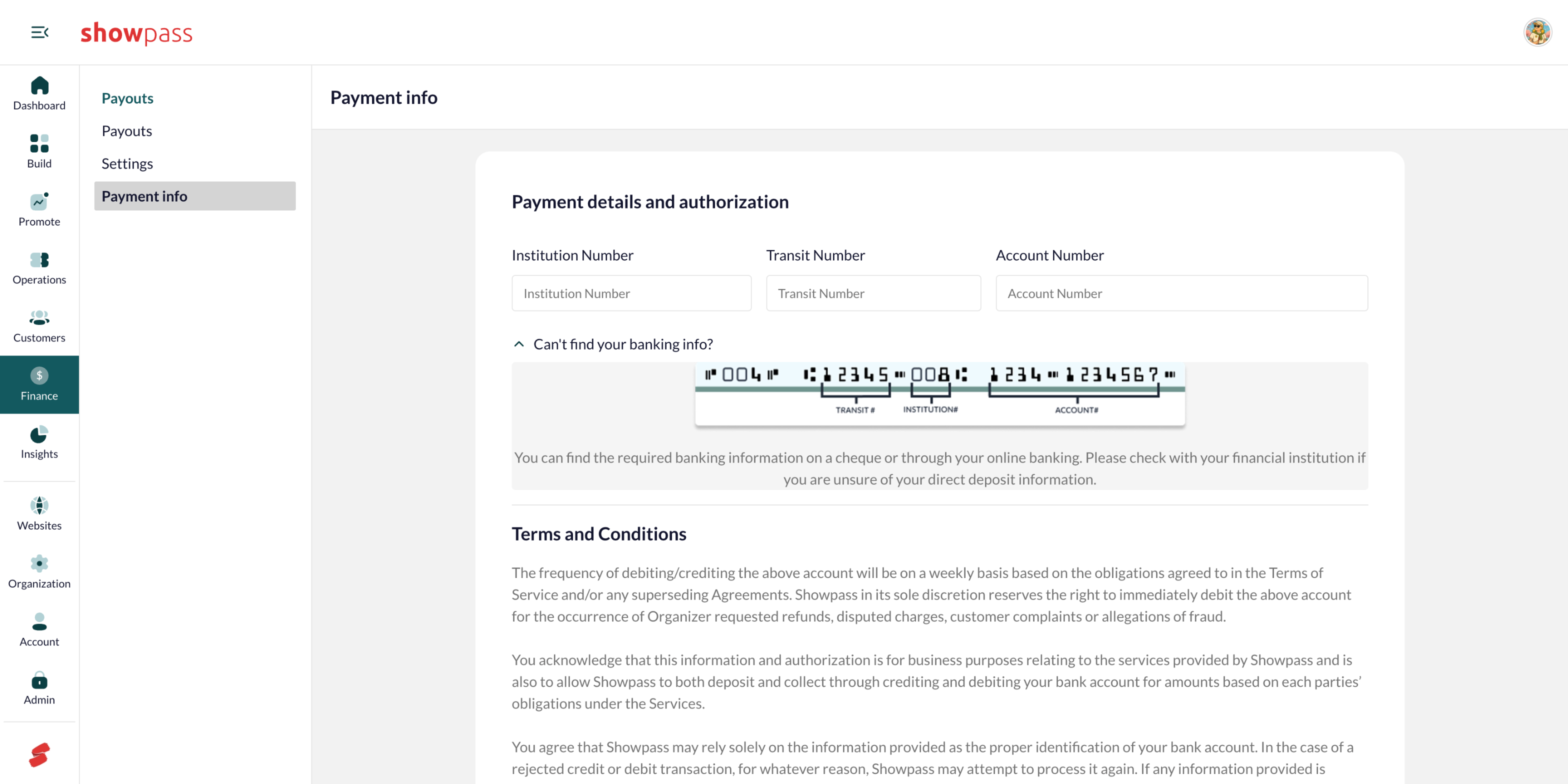 Payment info