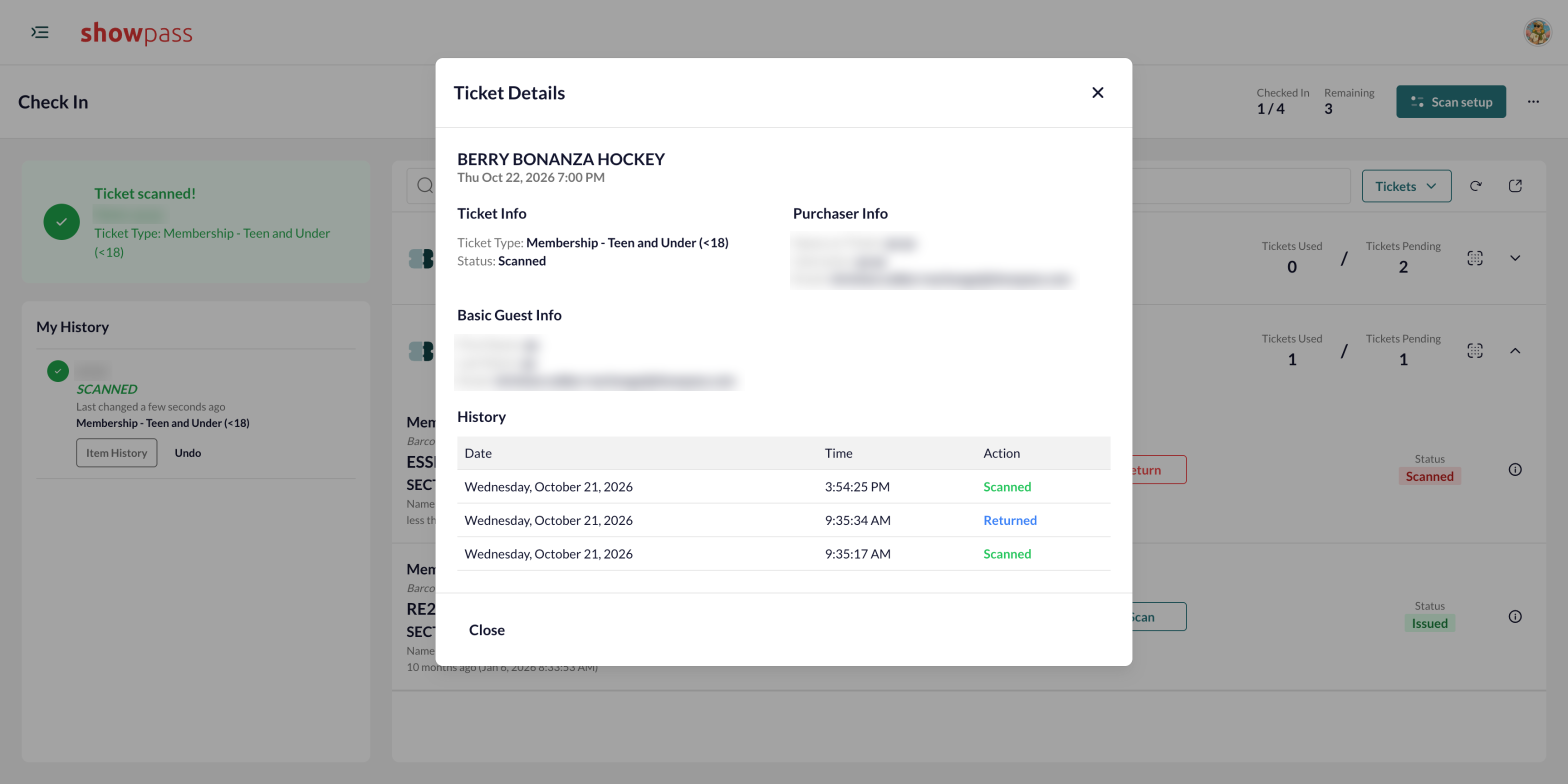 Ticket details