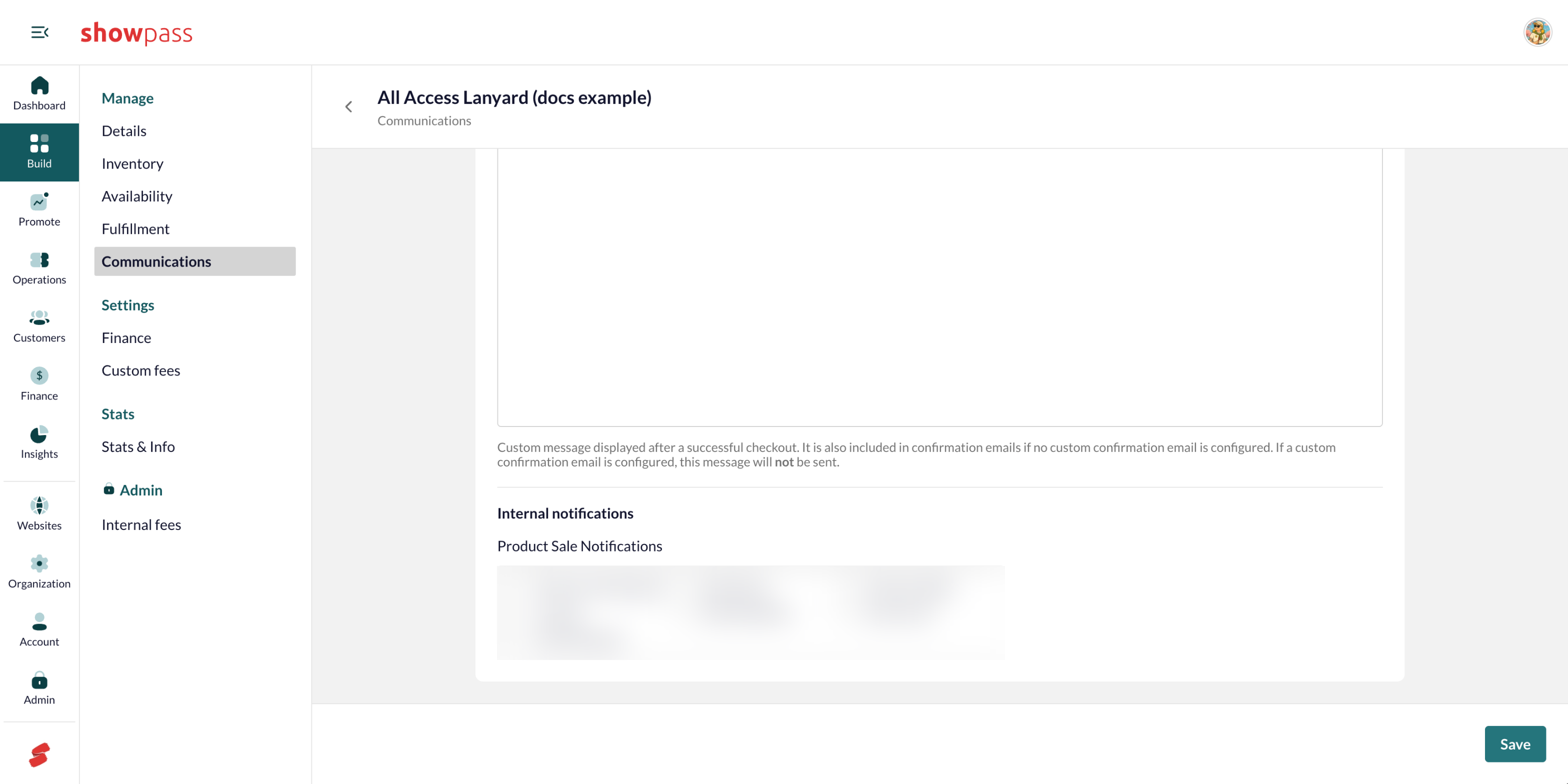 Communications: product sale notifications
