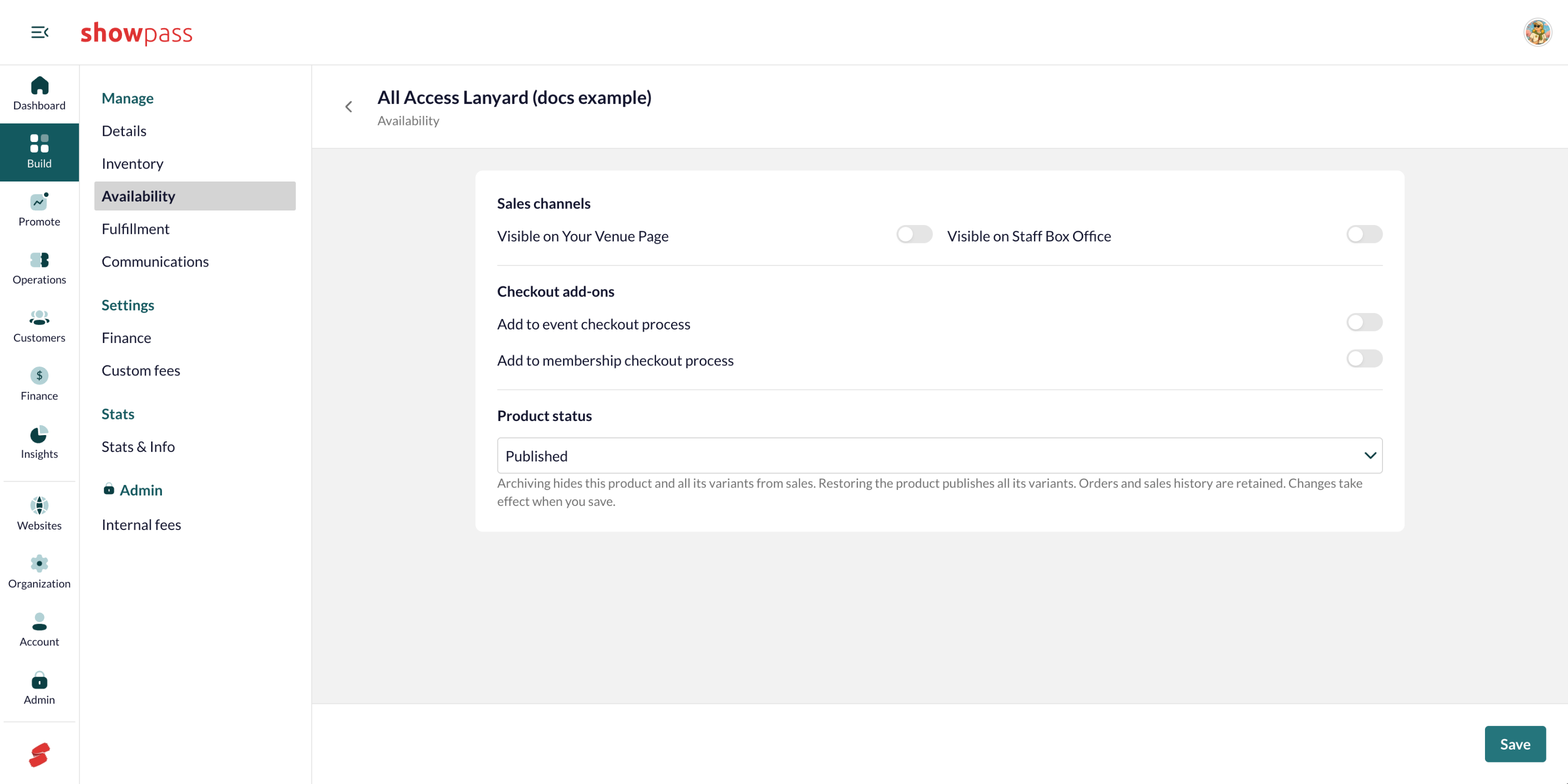 Availability defaults on a new product