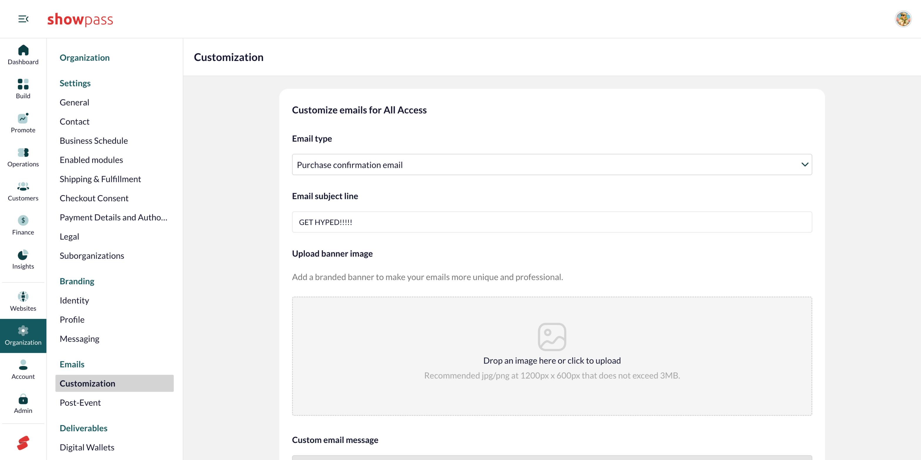 Email customization