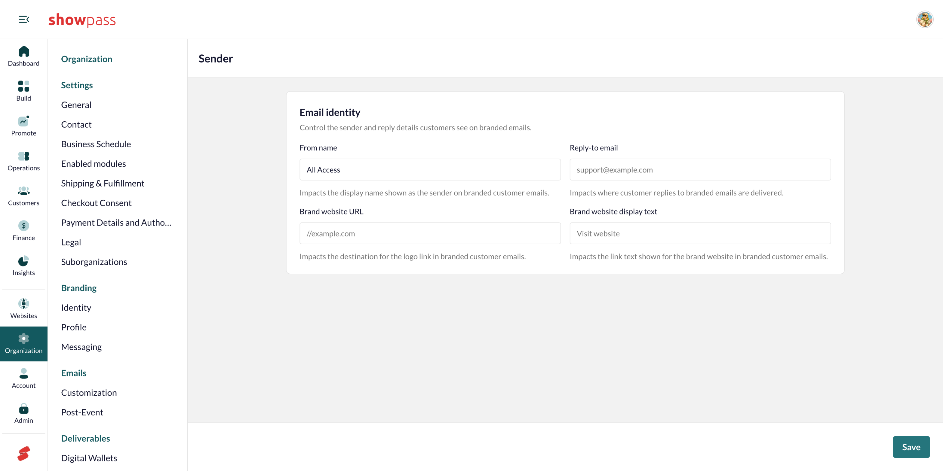 Organization emails Sender