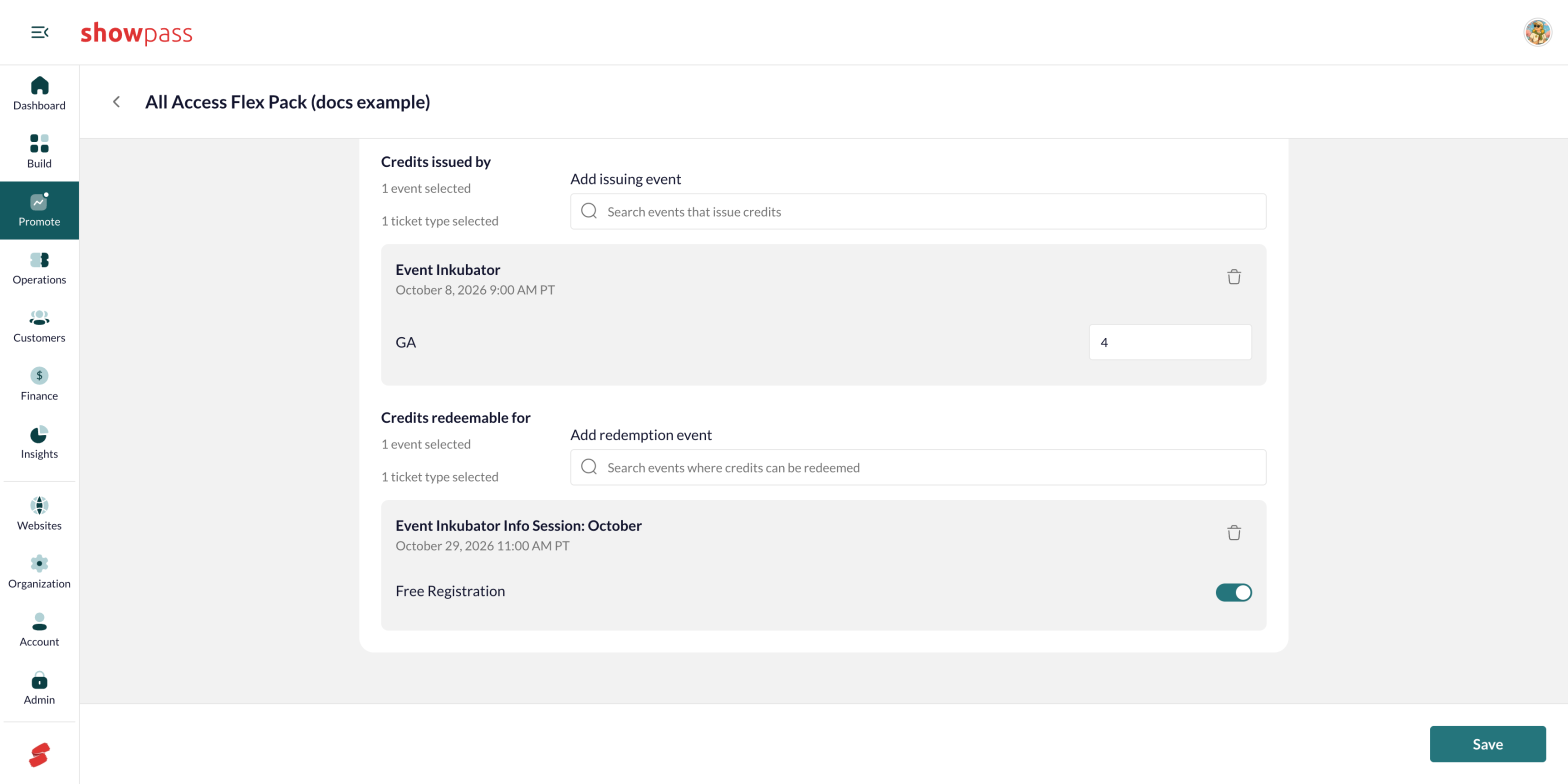 Ticket credit assignments