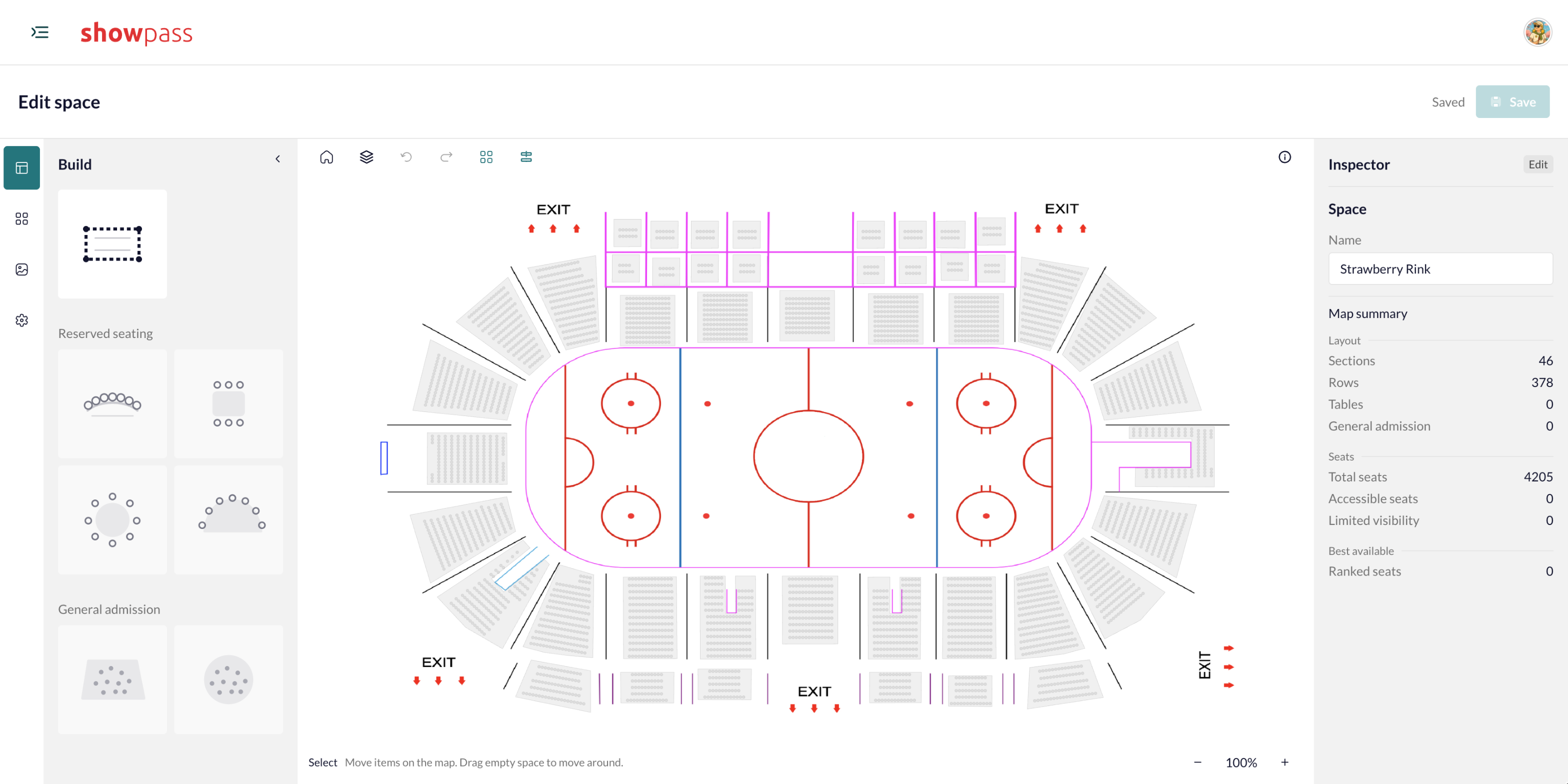 Seating builder Strawberry Rink