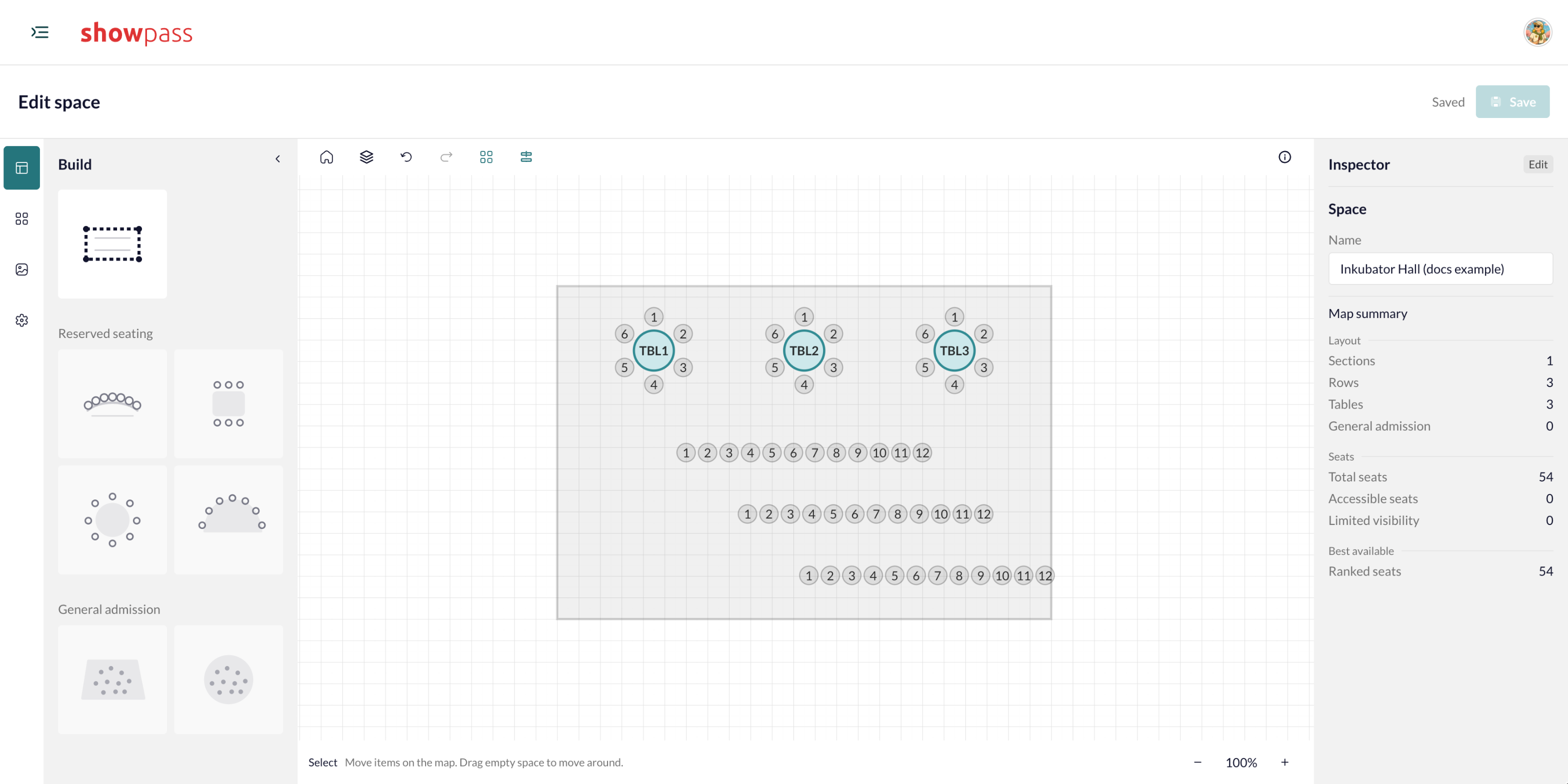 Seating builder completed example map