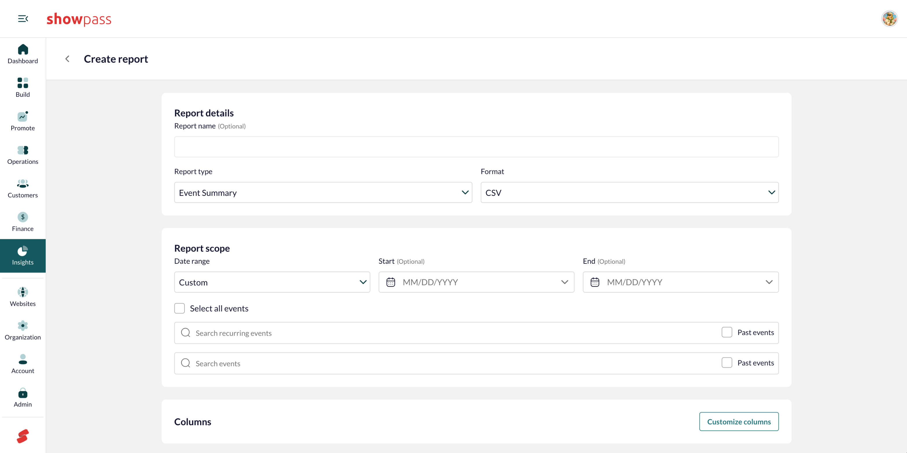 Create report: details and scope