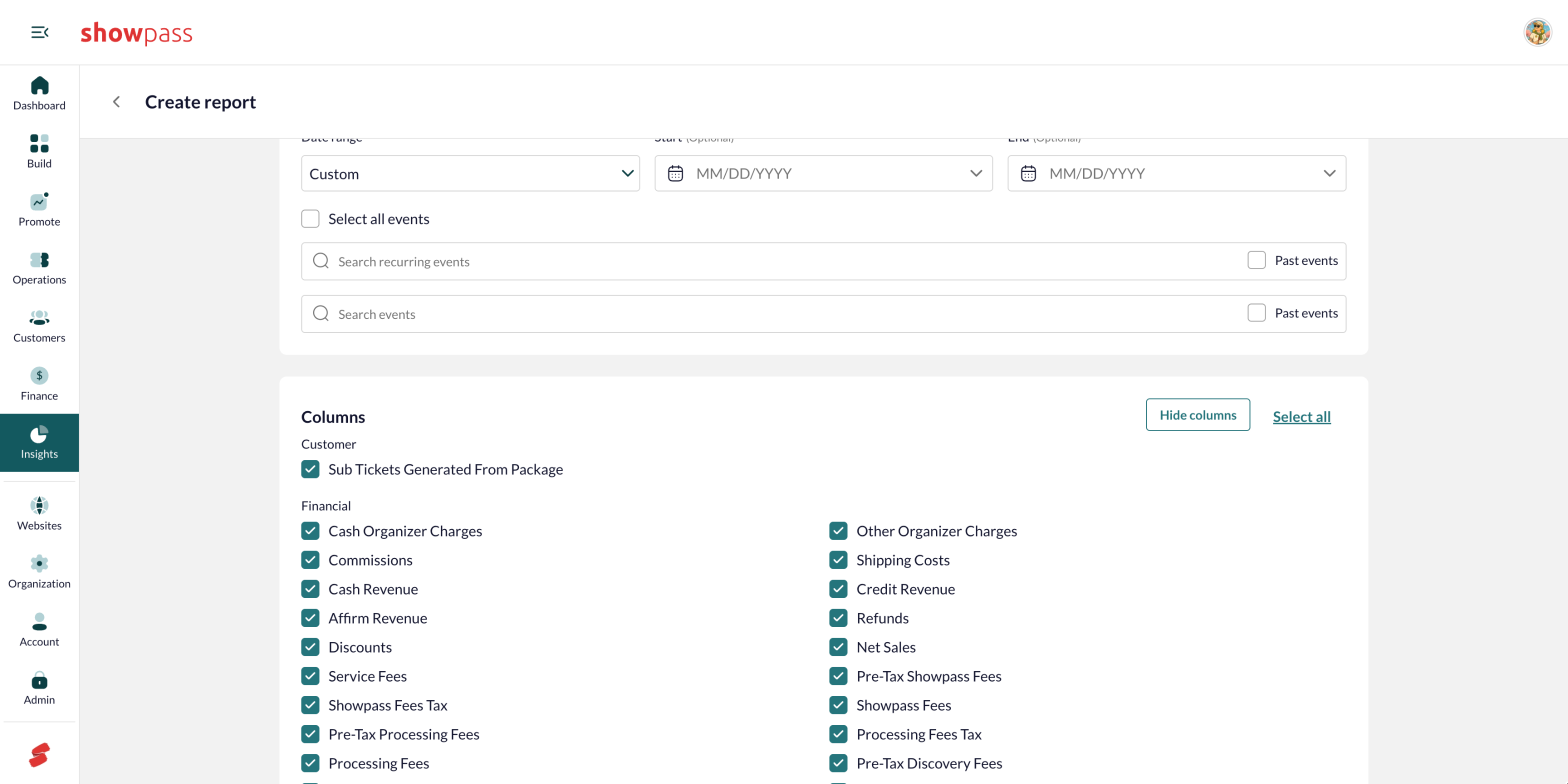 Customize columns
