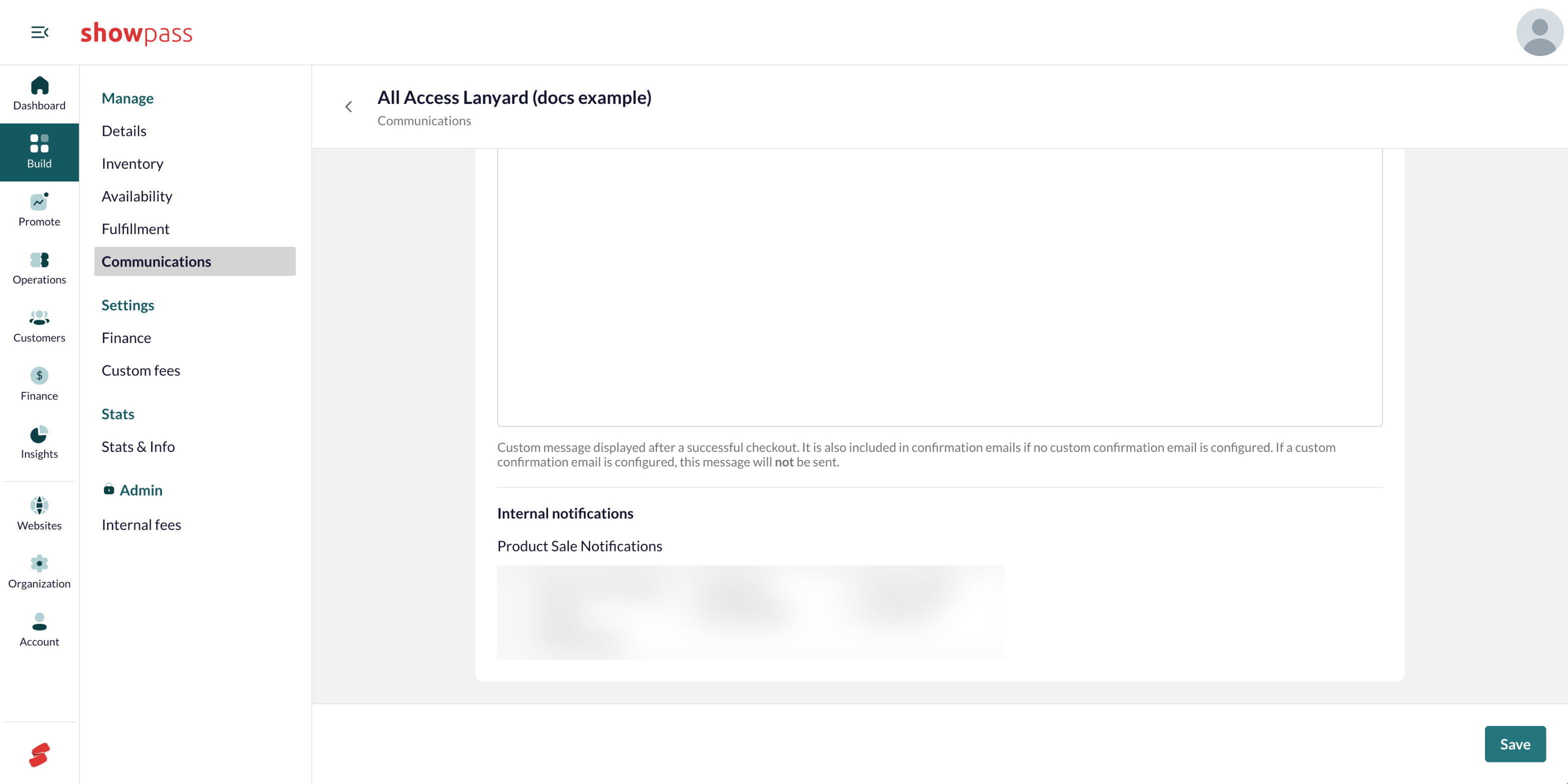 Communications: product sale notifications