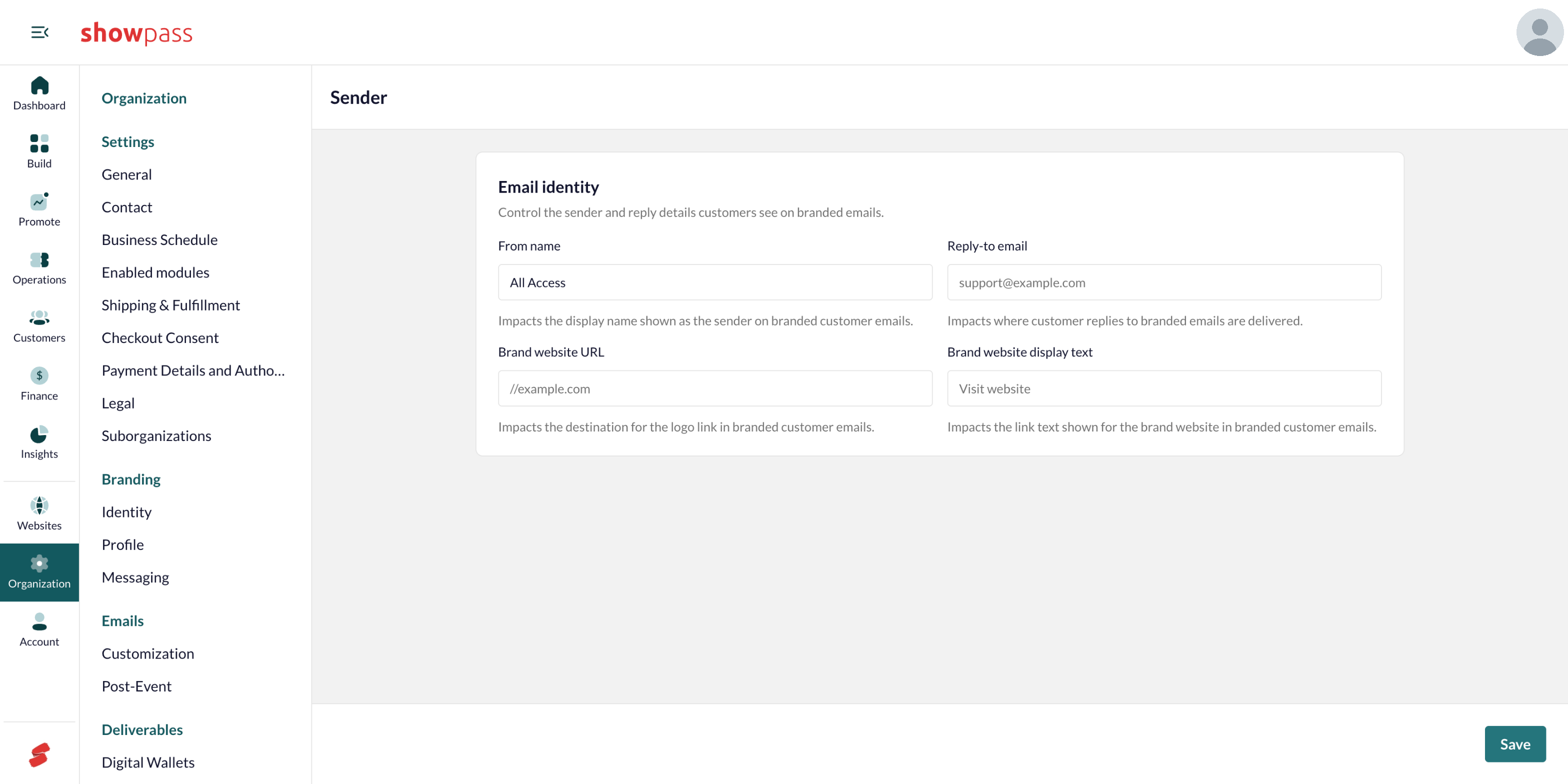 Organization emails Sender