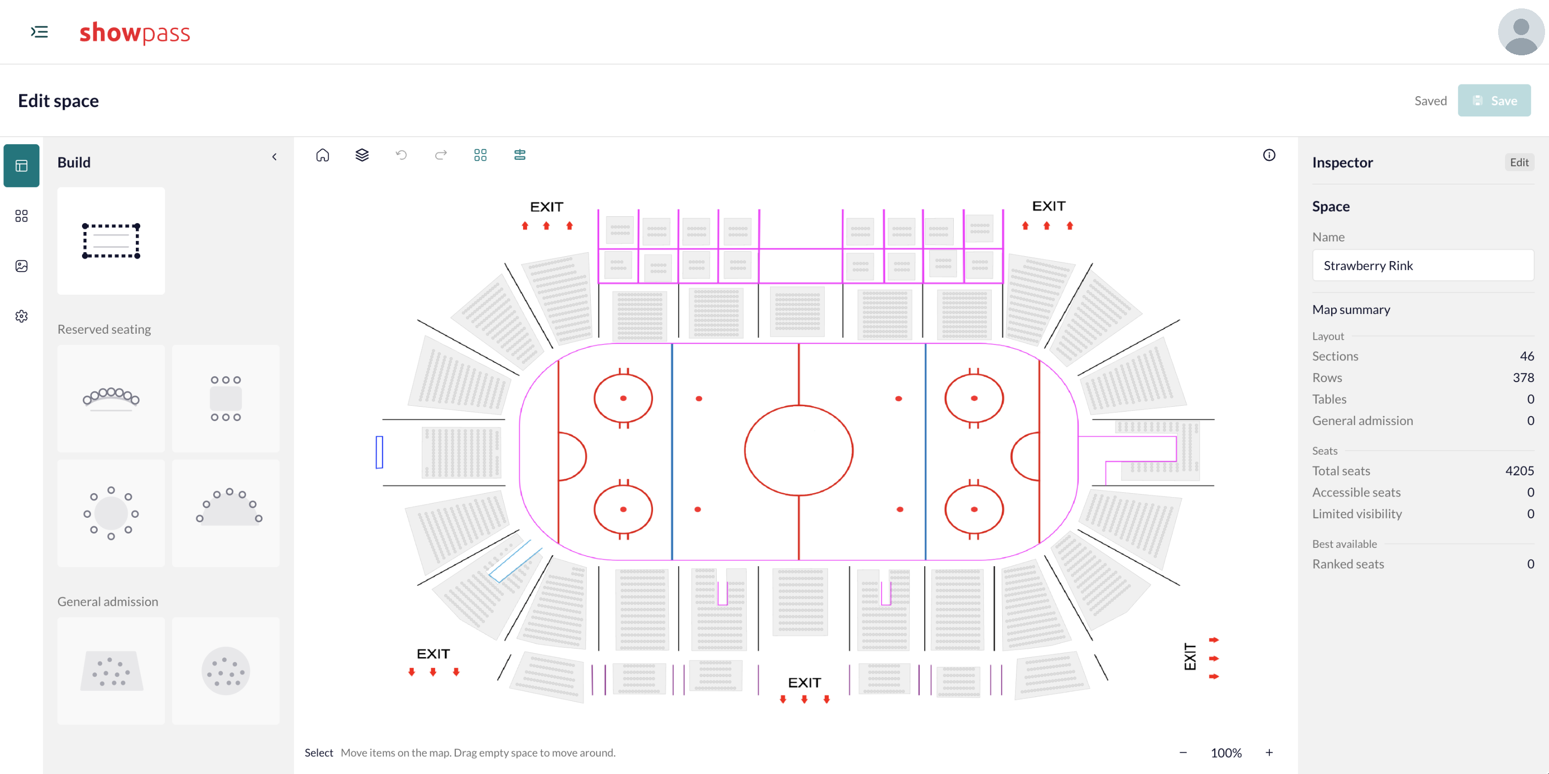 Seating builder Strawberry Rink