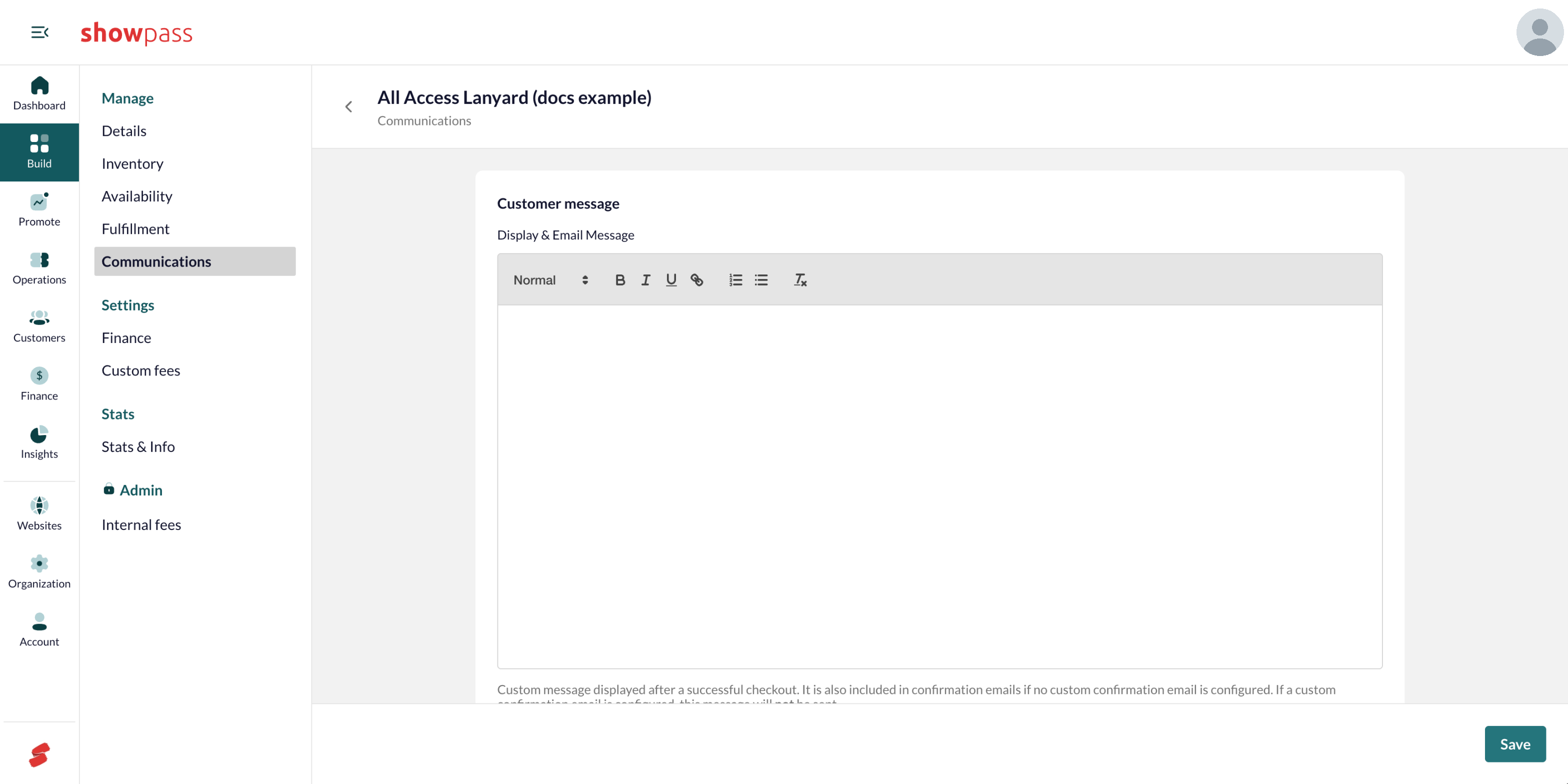 Communications: customer message