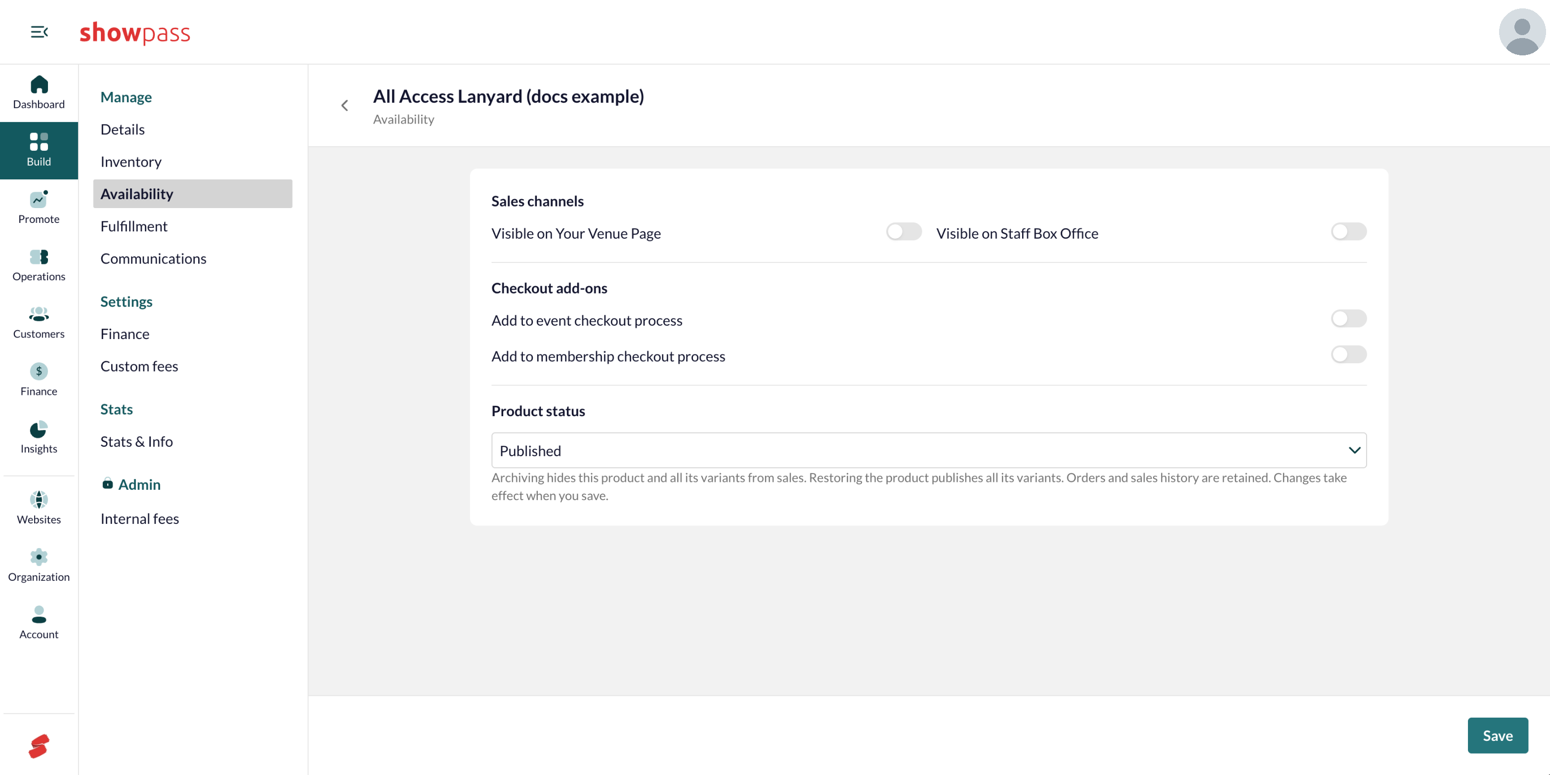 Availability defaults on a new product