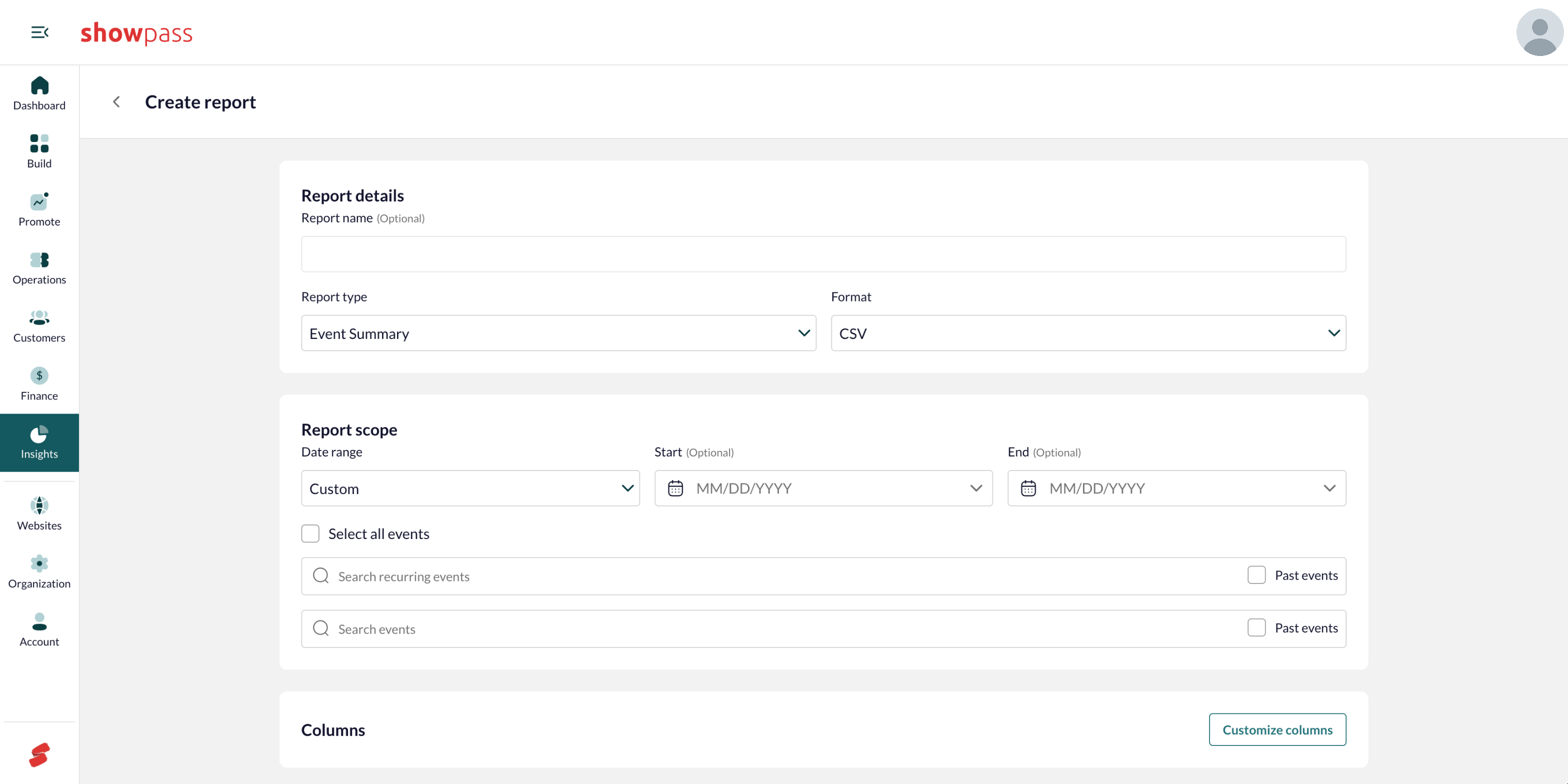 Create report: details and scope