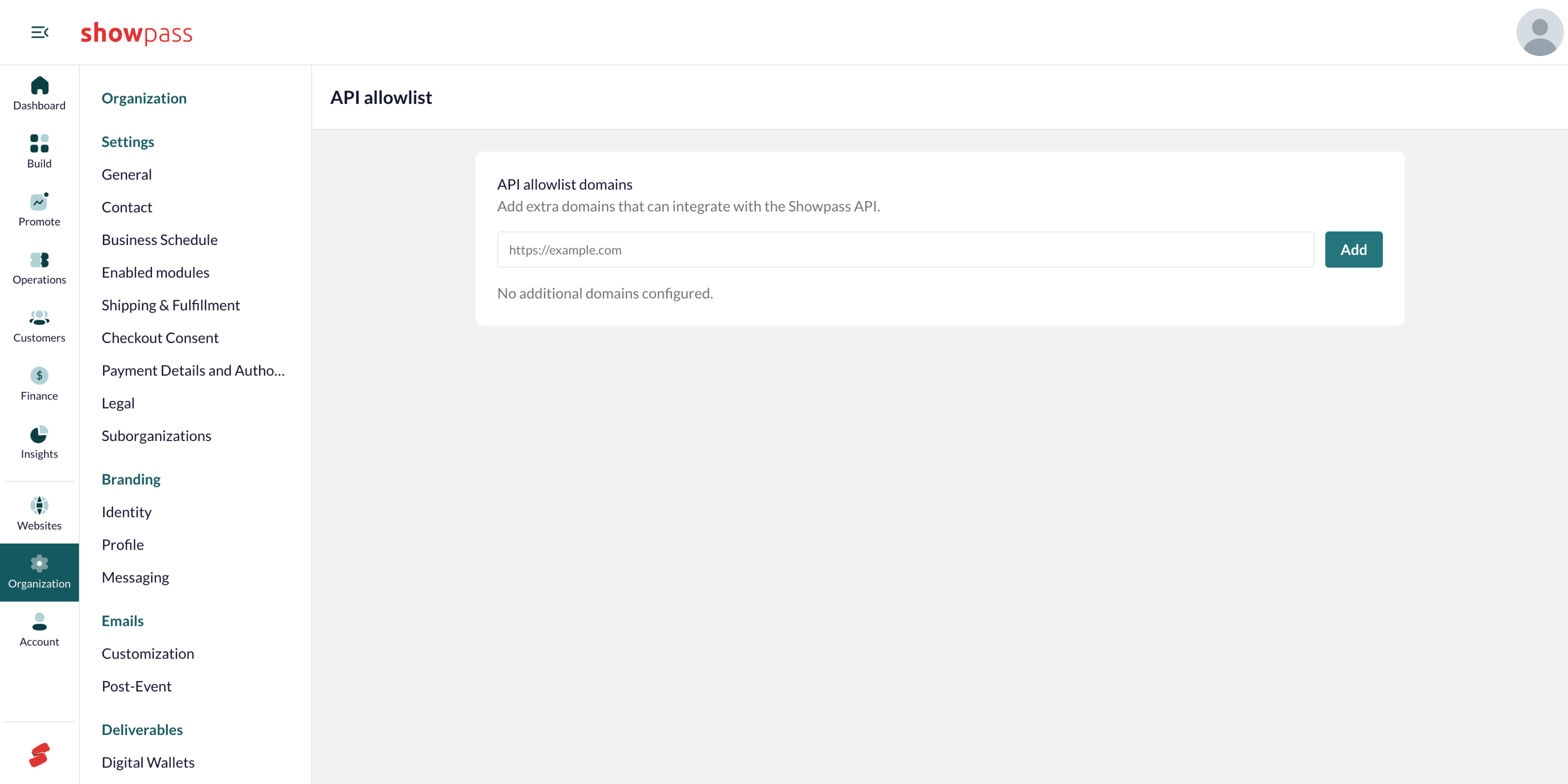Organization integrations API allowlist