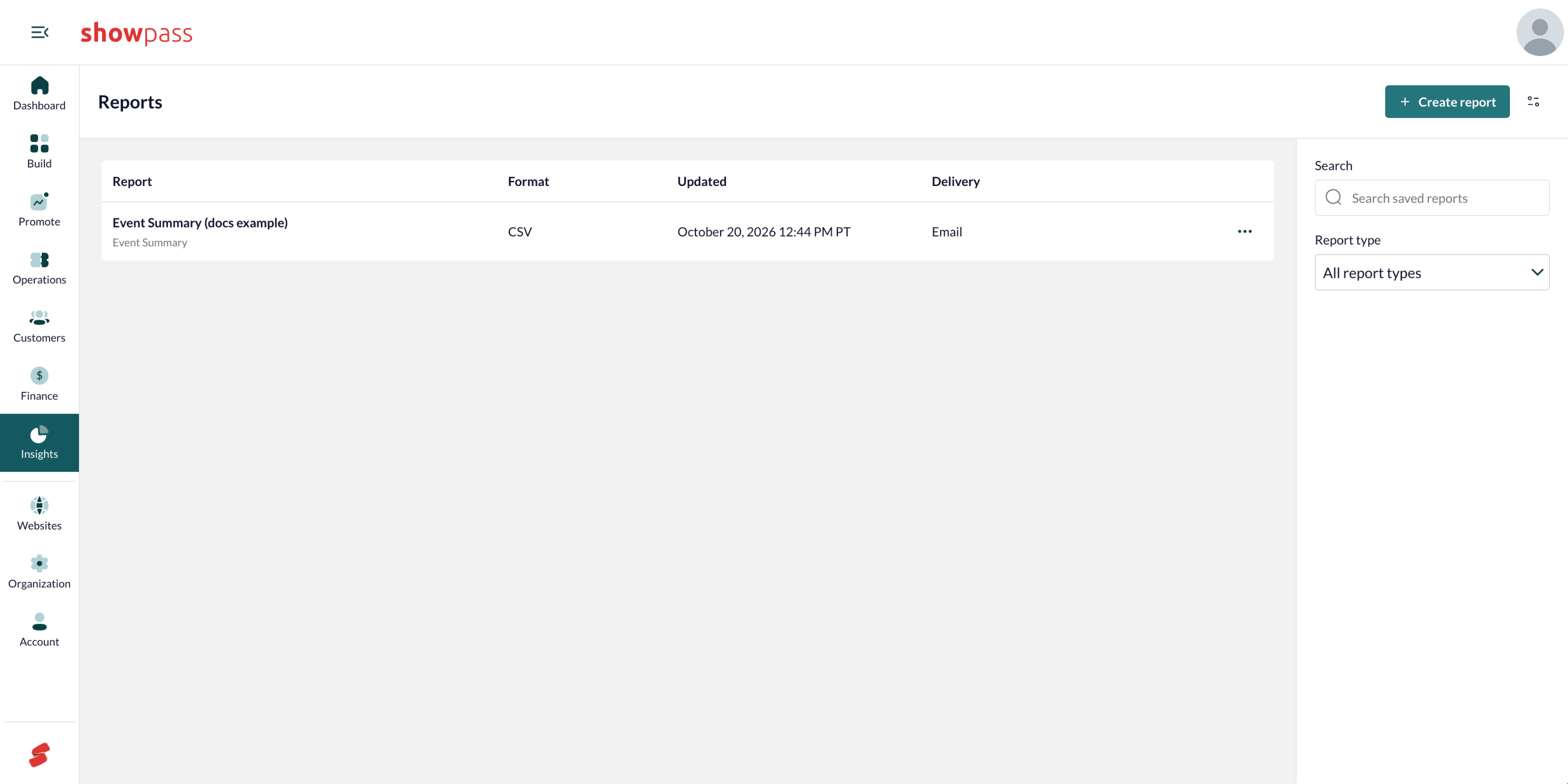 Reports page