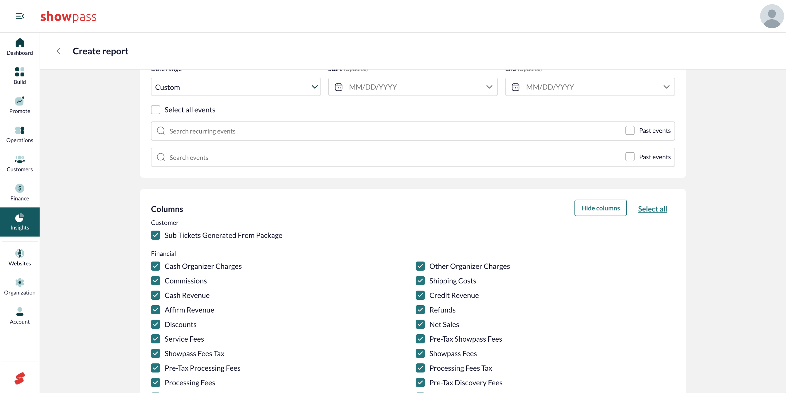 Customize columns