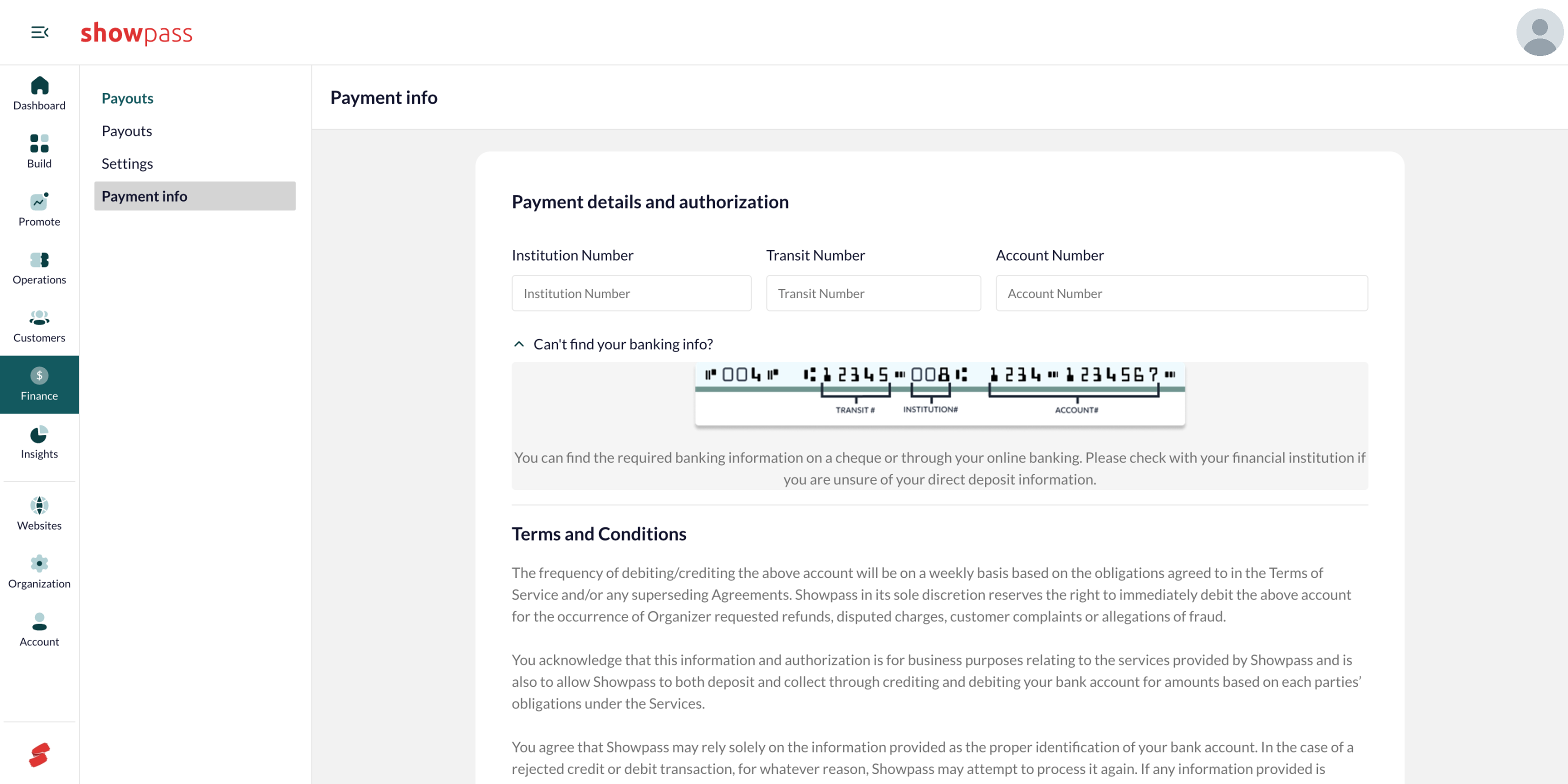 Payment info