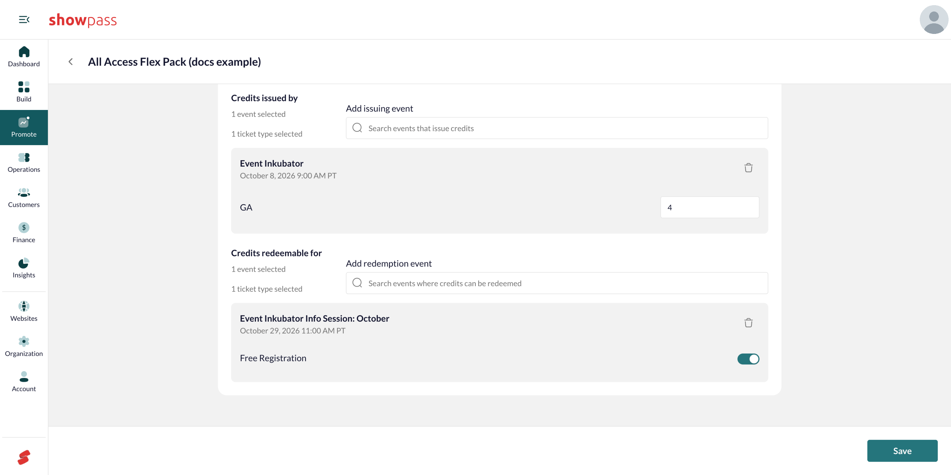Ticket credit assignments