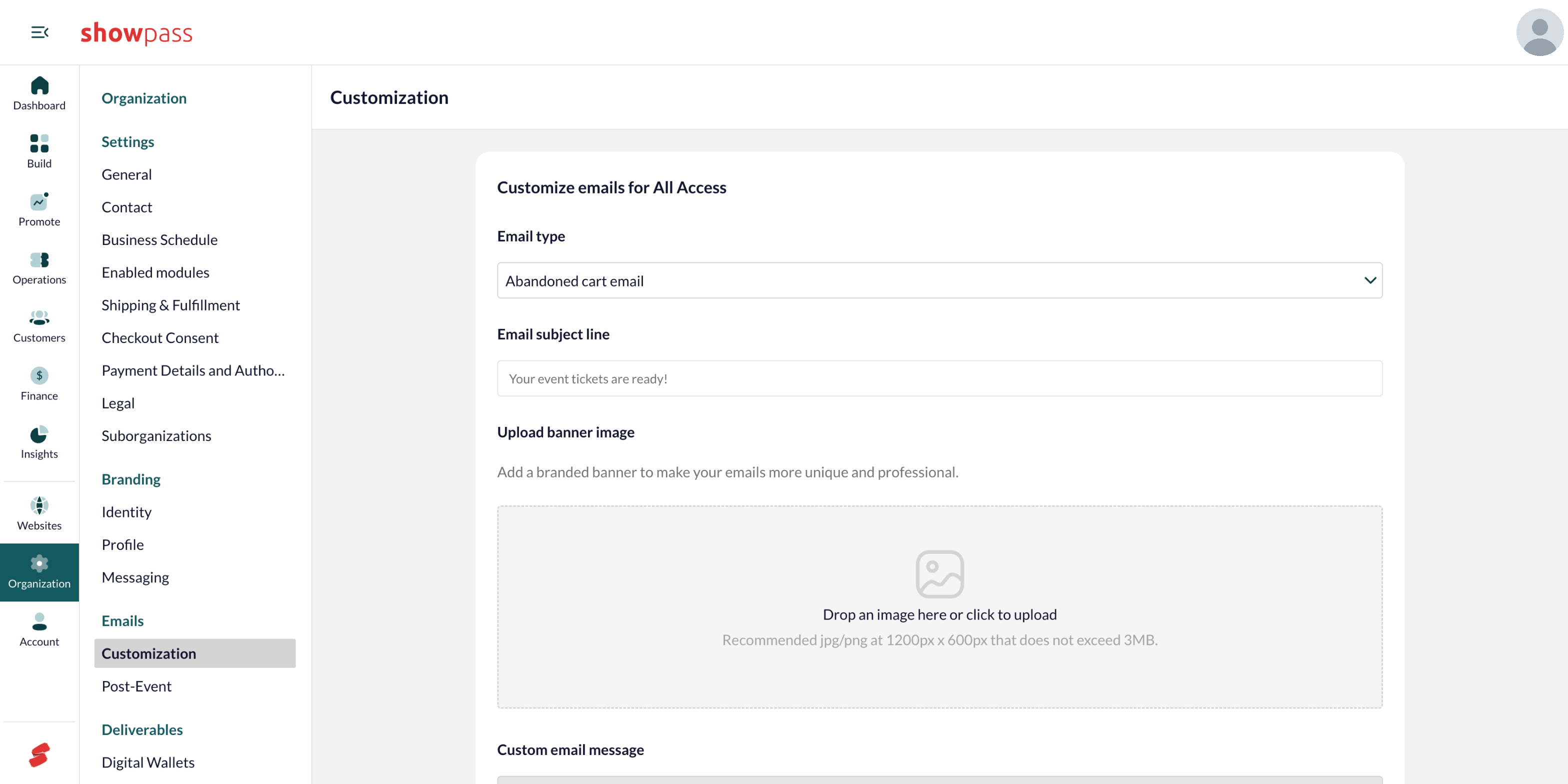 Email customization for the abandoned cart email