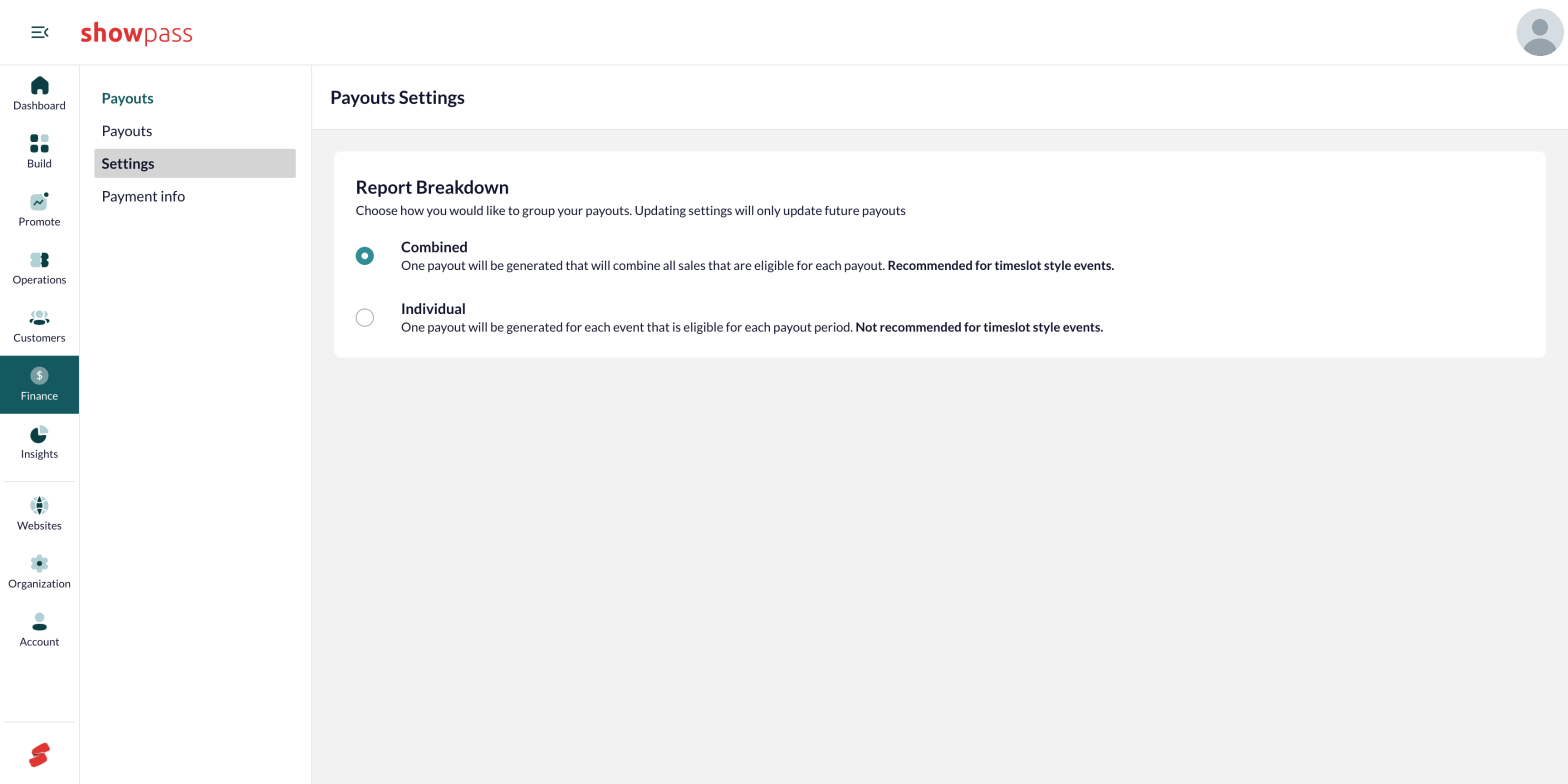 Payouts settings