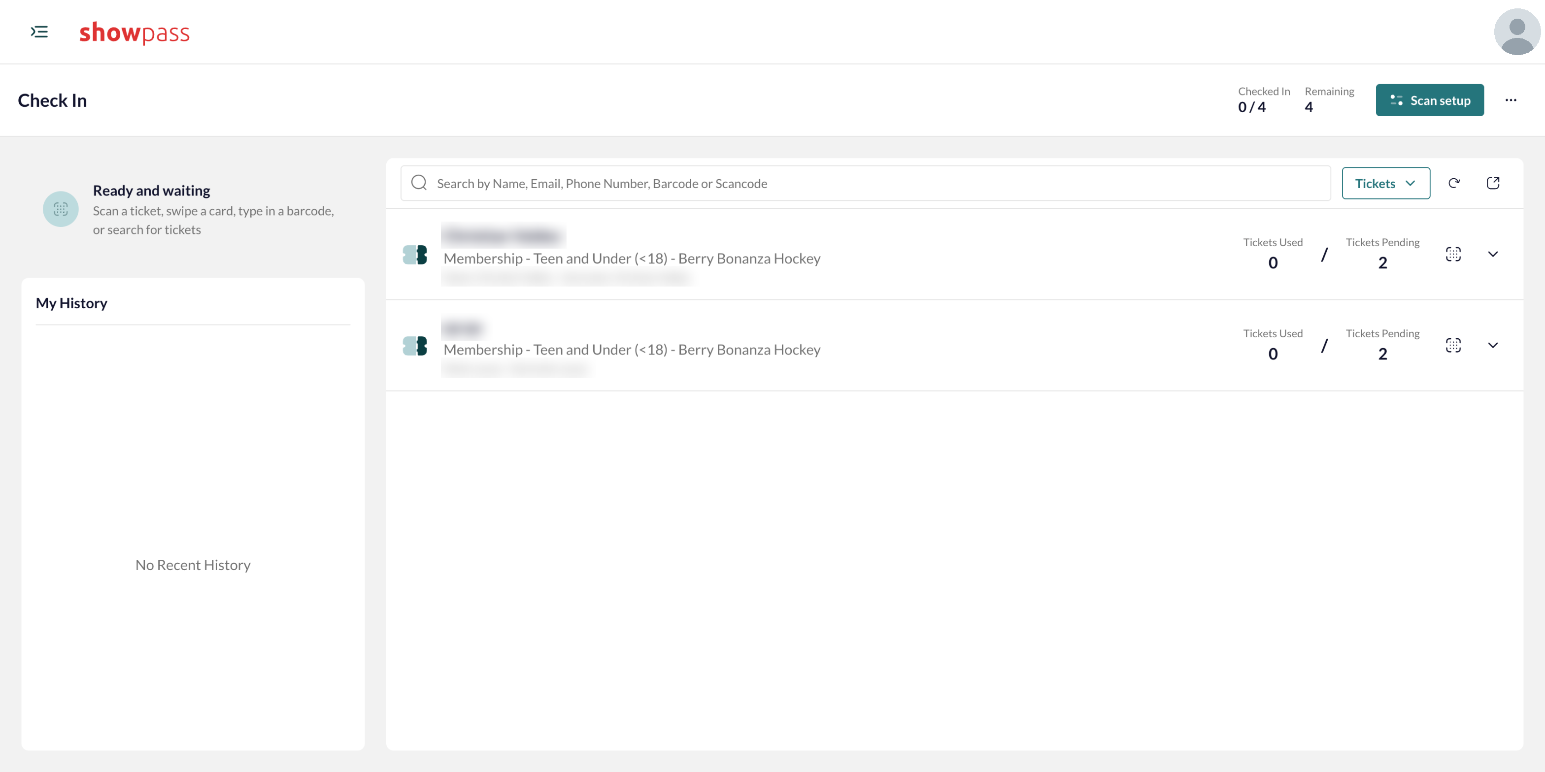 Check-in page