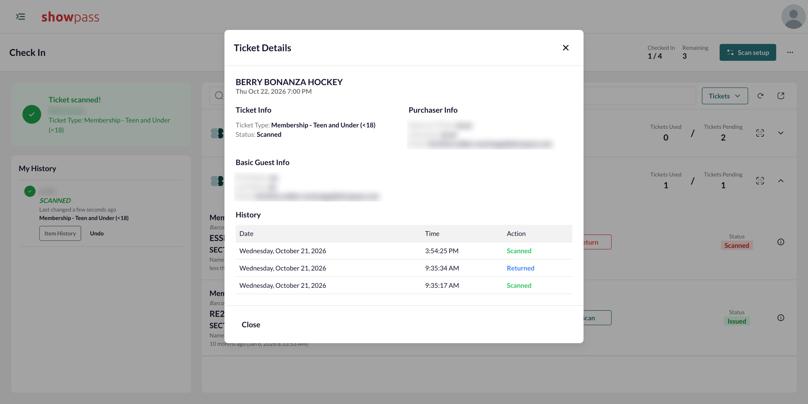 Ticket details